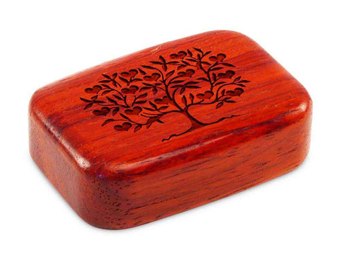 Top View of a 3" Med Wide Padauk with laser engraved image of Heart Tree
