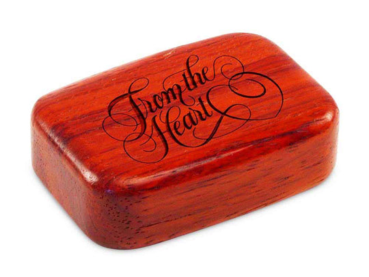 Top View of a 3" Med Wide Padauk with laser engraved image of From the Heart
