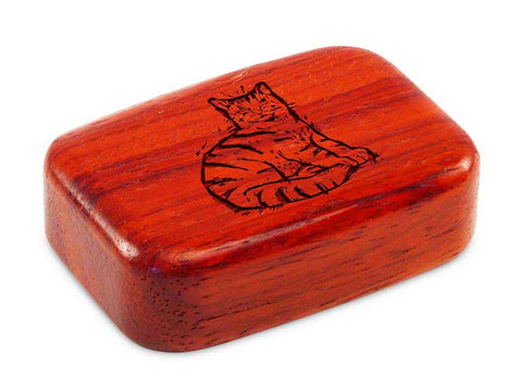 Top View of a 3" Med Wide Padauk with laser engraved image of Sketched Cat