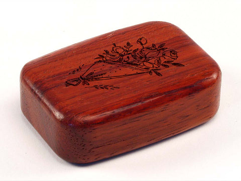 Top View of a 3" Med Wide Padauk with laser engraved image of Wedding Bouquet