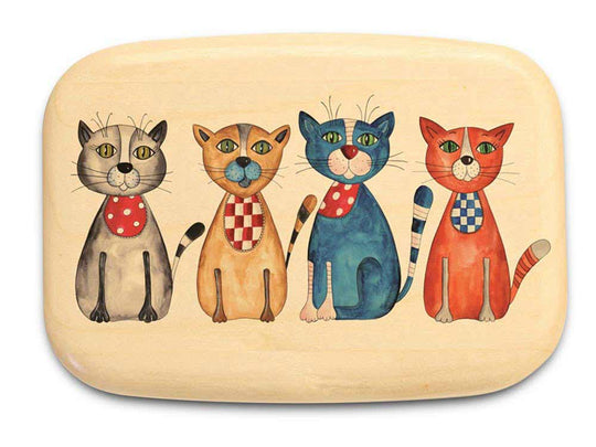 Top View of a 3" Med Wide Aspen with color printed image of Four Cats II