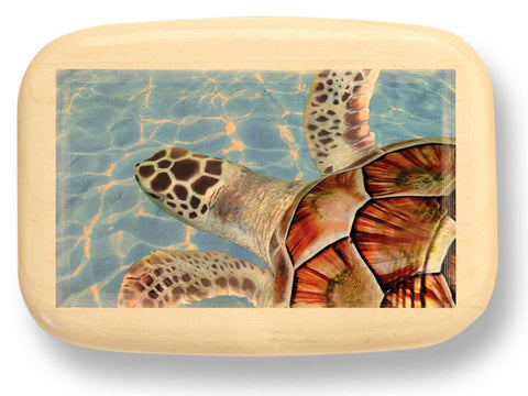 Top View of a 3" Med Wide Aspen with color printed image of Sea Turtle