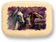 Top View of a 3" Med Wide Aspen with color printed image of Horse Trio