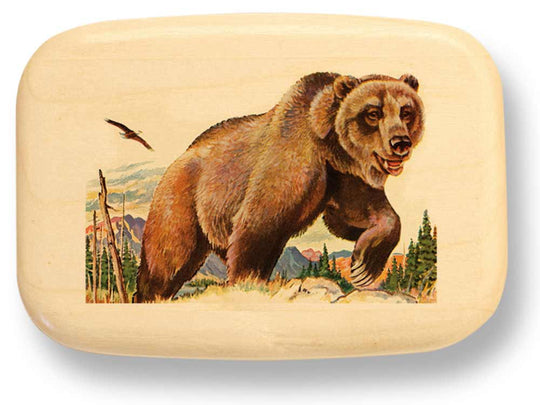 Top View of a 3" Med Wide Aspen with color printed image of Bear Scene