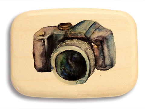 Top View of a 3" Med Wide Aspen with color printed image of Wedding Camera