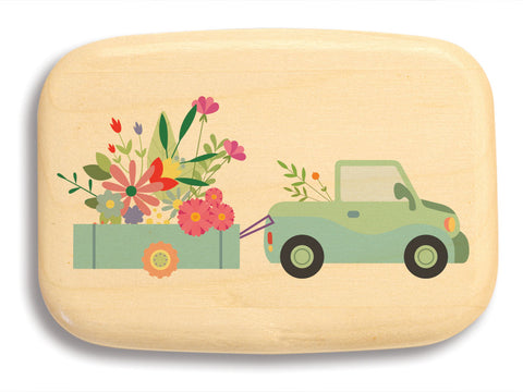 Top View of a 3" Med Wide Aspen with color printed image of Truck with Floral Wagon