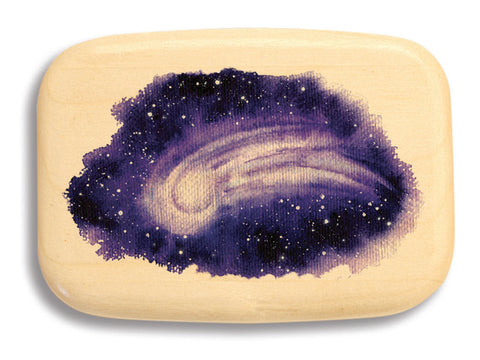 Top View of a 3" Med Wide Aspen with color printed image of Comet Galaxy