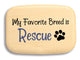 Top View of a 3" Med Wide Aspen with color printed image of Rescue Breed