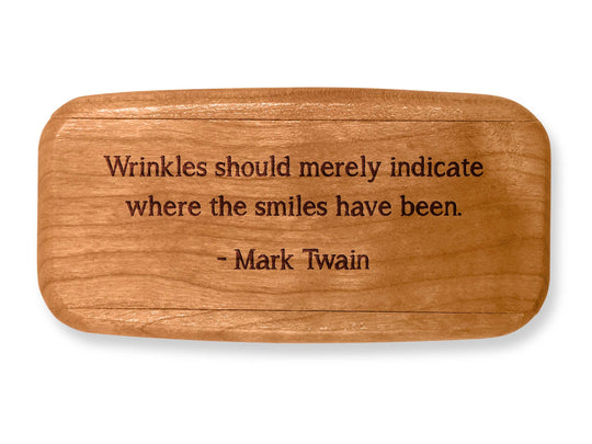 Top VIew of a 4" Med Wide Cherry with laser engraved image of Quote -Mark Twain Age