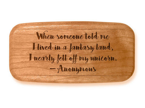 Angled Top View of a 4" Med Wide Cherry with laser engraved image of Quote -Anonymous