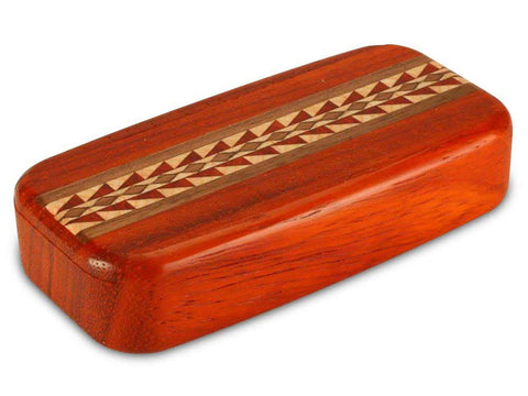 Top View of a 4" Med Wide Padauk with inlay pattern of Sprockets Inlay of a 4" Med Wide Padauk - Sprockets Inlay
