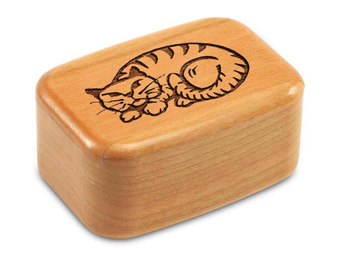 Top View of a 3" Tall Wide Cherry with laser engraved image of Folk Cat