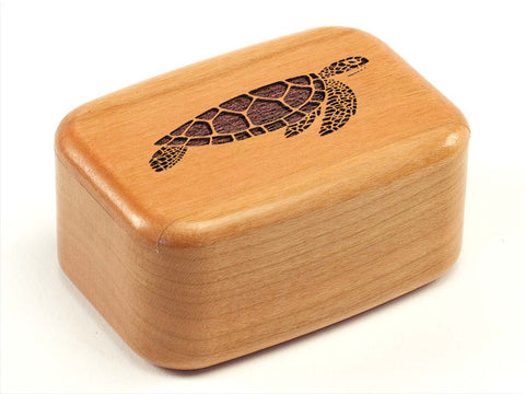 Top View of a 3" Tall Wide Cherry with laser engraved image of Sea Turtle
