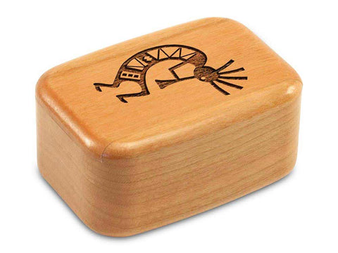 Top View of a 3" Tall Wide Cherry with laser engraved image of Kokopelli