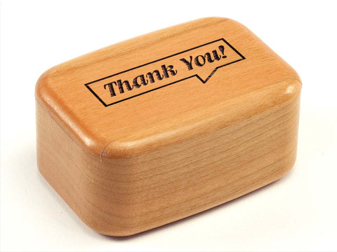 Top View of a 3" Tall Wide Cherry with laser engraved image of Thank You