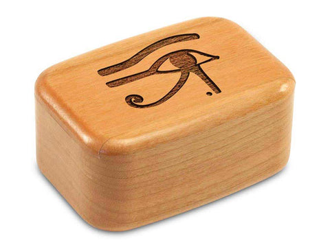 Top View of a 3" Tall Wide Cherry with laser engraved image of Eye of Horus