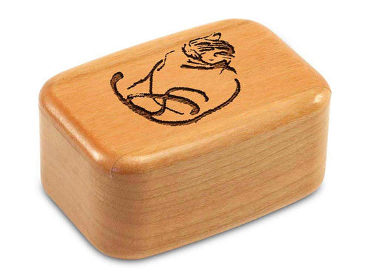 Top View of a 3" Tall Wide Cherry with laser engraved image of Oriental Cat