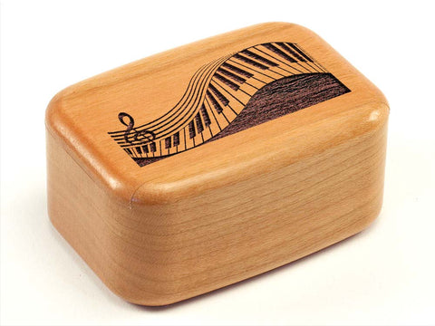 Top View of a 3" Tall Wide Cherry with laser engraved image of Piano Keyboard