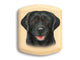 Top View of a 2" Flat Wide Aspen with color printed image of Black Labrador