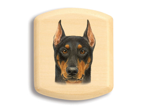 Top View of a 2" Flat Wide Aspen with color printed image of Doberman Pinscher
