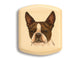 Top View of a 2" Flat Wide Aspen with color printed image of Boston Terrier