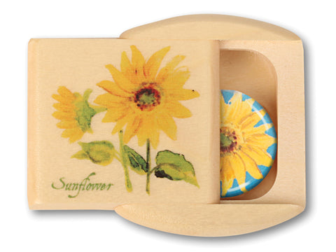 Open View of a Treasure Box with color printed image of Includes Sunflower Magnet
