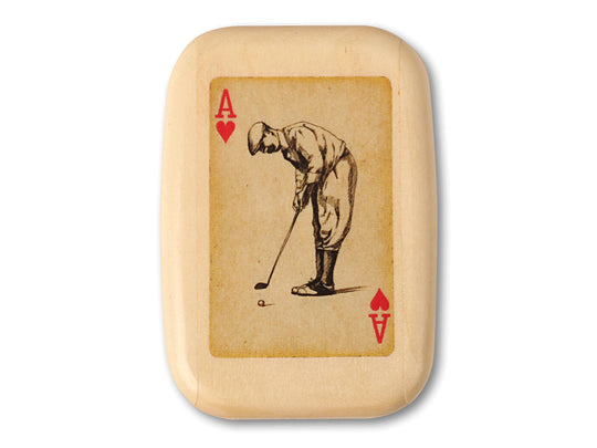 Closed View of a Treasure Box with color printed image of Gentleman Golfer, w/ 6 Golf Tees