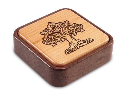 Angled Top View of a Terra Flip-Top with laser engraved image of Celtic Tree