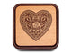 Top View of a Terra Flip-Top with laser engraved image of Filigree Heart