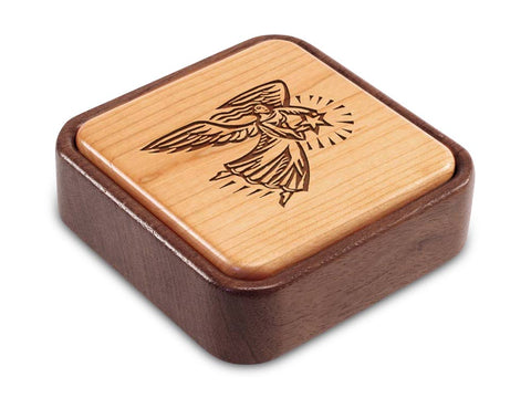 Angled Top View of a Terra Inside Engraved Flip-Top with laser engraved image of Angel