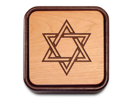 Top View of a Terra Inside Engraved Flip-Top with laser engraved image of Mazel Tov (Good Luck)