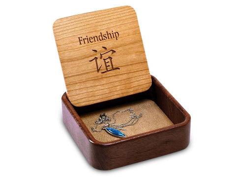 Angled Top View of a Terra Inside Engraved Flip-Top with laser engraved image of Chinese Friendship