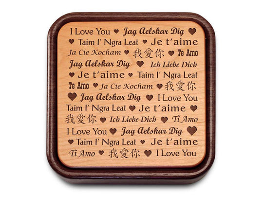 Top View of a Terra Inside Engraved Flip-Top with laser engraved image of Love In Many Languages