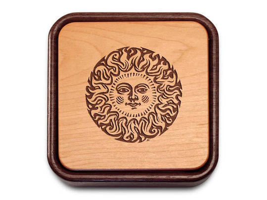 Top View of a Terra Photo Flip-Top with laser engraved image of Sun