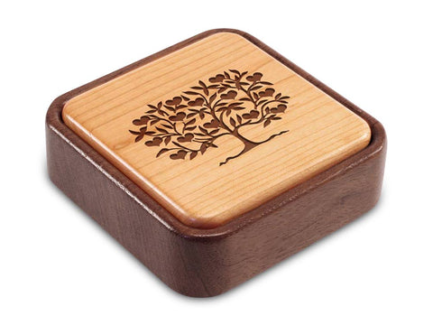 Angled Top View of a Terra Photo Flip-Top with laser engraved image of Heart Tree