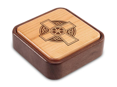Angled Top View of a Terra Photo Flip-Top with laser engraved image of Celtic Cross