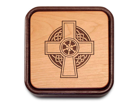 Top View of a Terra Photo Flip-Top with laser engraved image of Celtic Cross