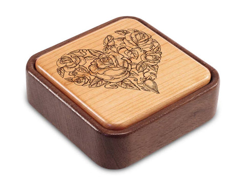 Angled Top View of a Terra Photo Flip-Top with laser engraved image of Floral Heart