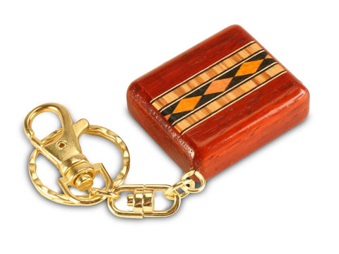Open View of a Small Padauk Compass Keychain