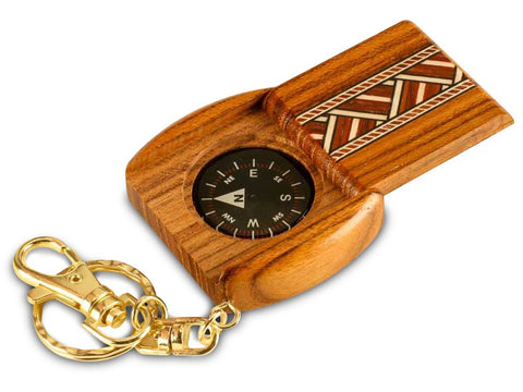 Open View of a Teak Compass Keychain